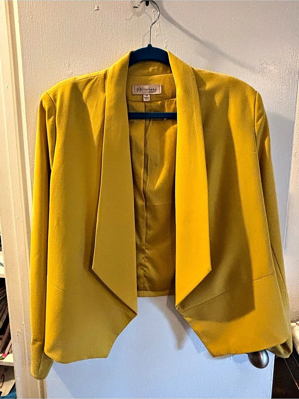 Philosophy Draped Front Blazer in Yellow Size 12 Like New